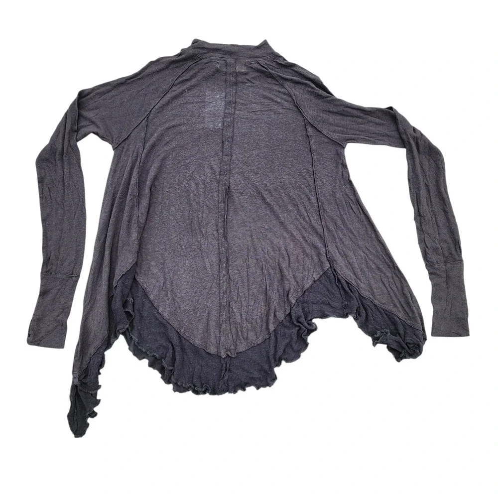 Free People We The Free Lace Hem Long Sleeve Top Black XS NWT - Picture 6 of 14